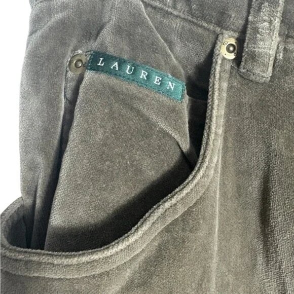 LAUREN RALPH LAUREN Faux Velvet Pants in Olive Size 10 - Picture 4 of 8